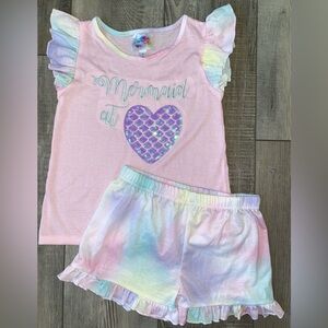 BTween BMagical Mermaid Heart Purple Pastel Rainbow Shorts Mercat Pajama PJs 8